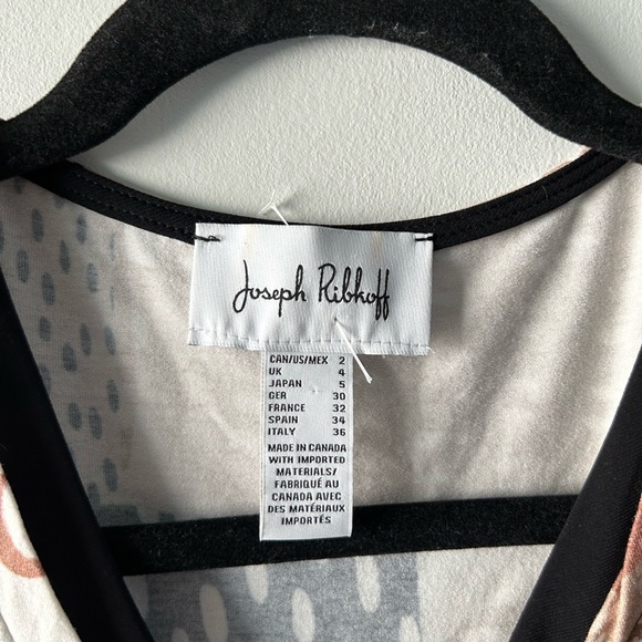 Joseph Ribkoff brown and black printed v neck top - Picture 3 of 4